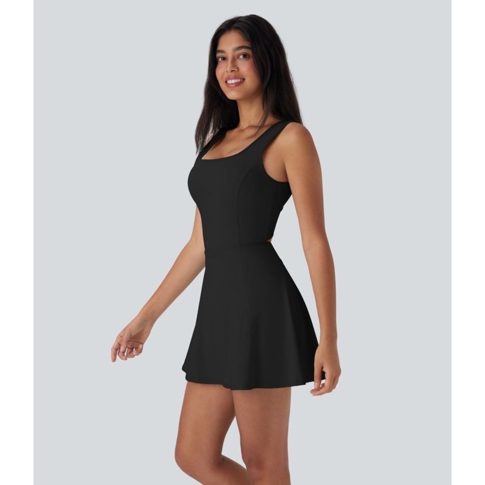 Halara SoftlyZero Airy Square Neck Backless Exercise Dress Black M 02813727 - Picture 16 of 16